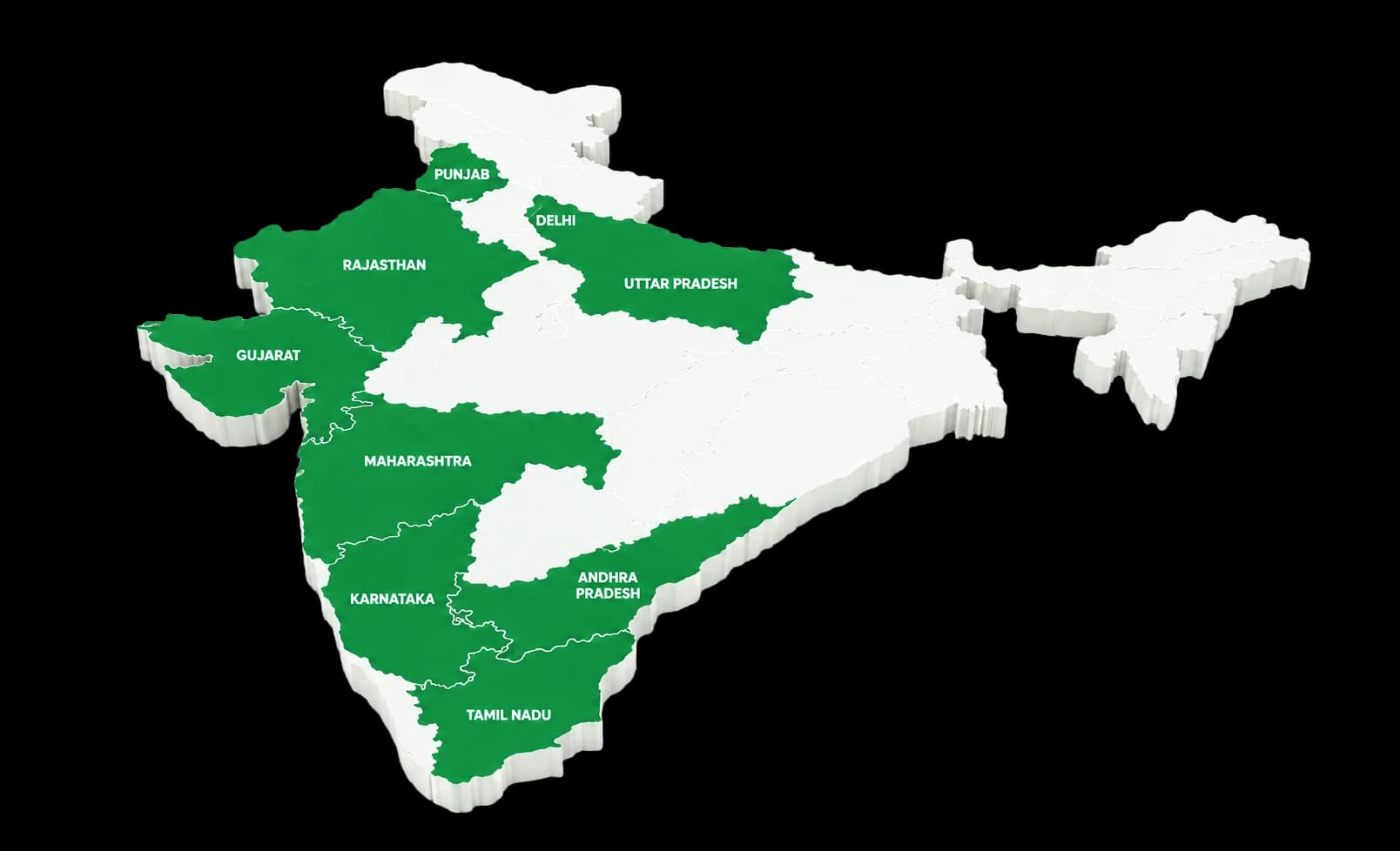 Map of India highlighting the states where Making The Difference operates