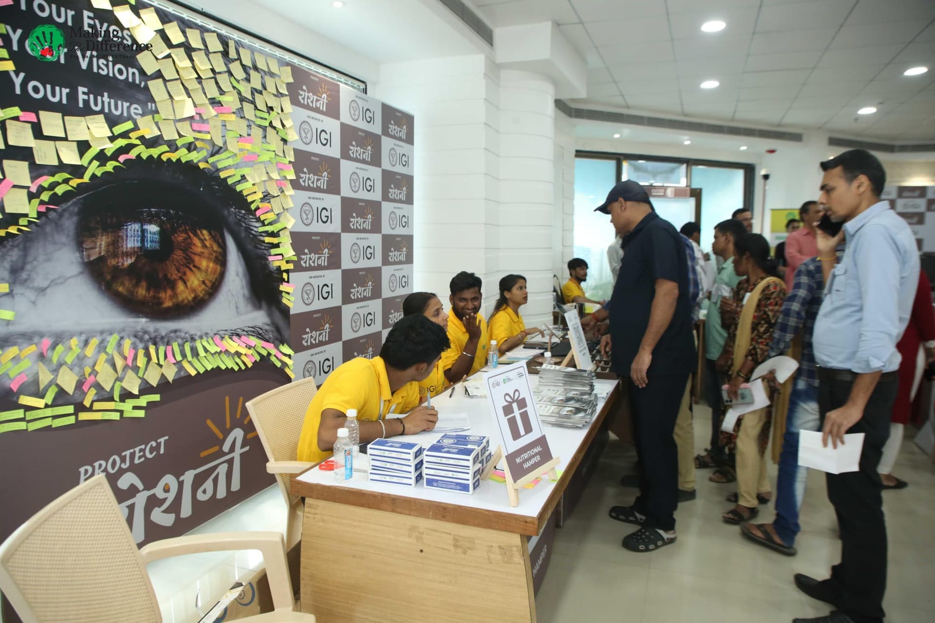 The Roshni team screening vision in the community