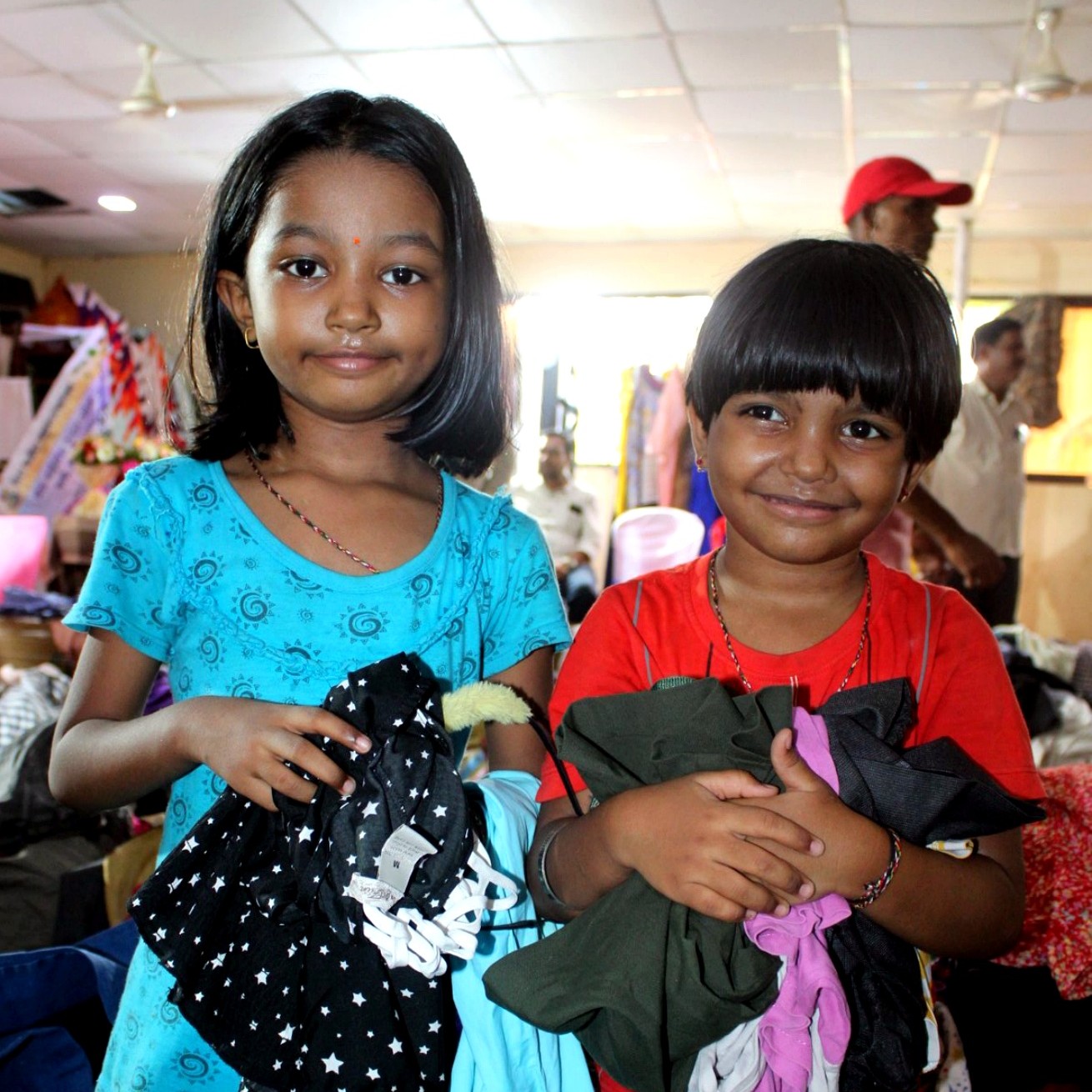 Donated items being sorted and packed by volunteers